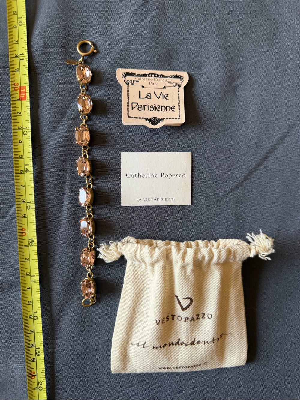 Catherine Popesco Blush Pink Crystal Link Bracelet